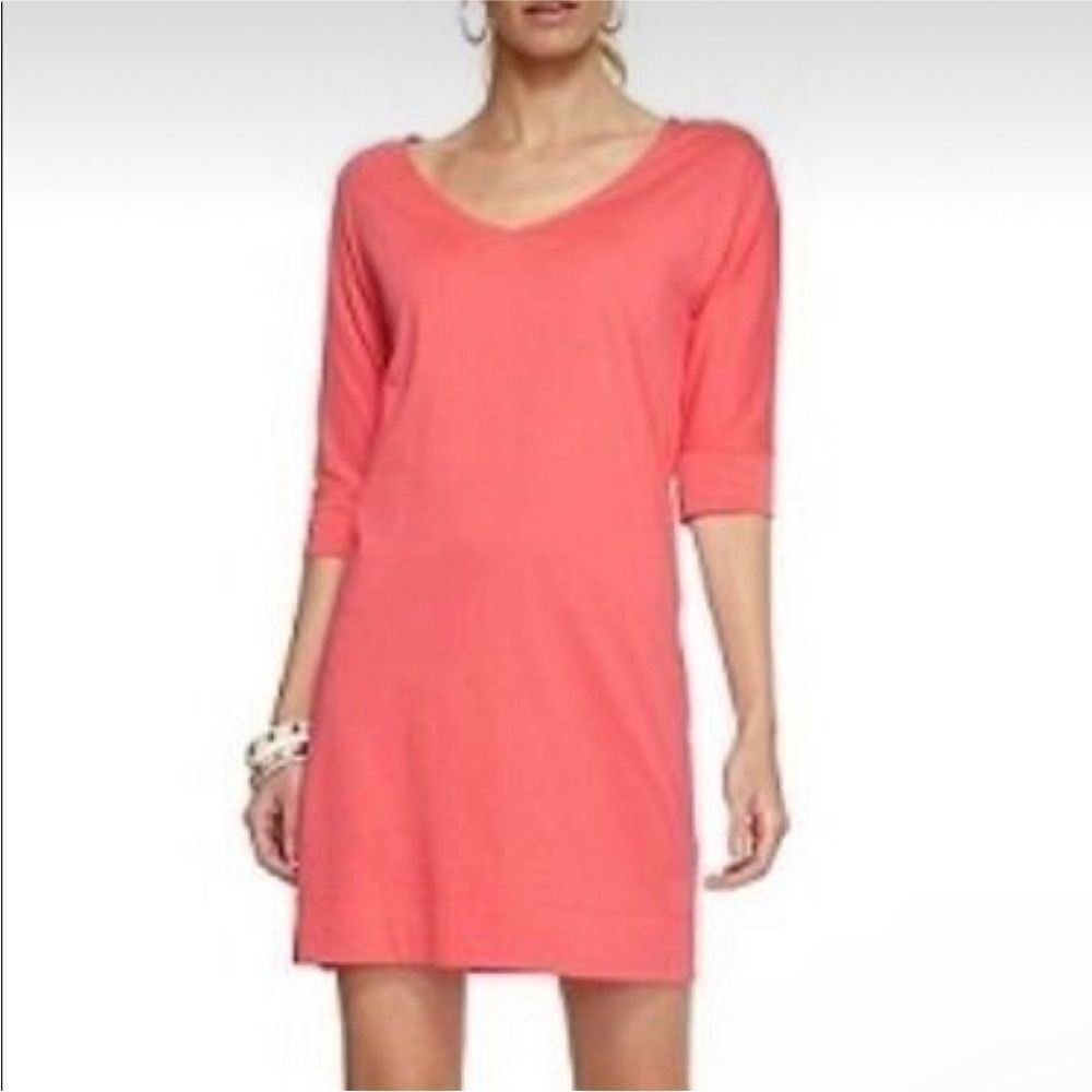 LILLY PULITZER | V-Neck Eliza Pima Cotton Coral T-Shirt Dress Women’s Size M